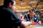 Bill Chen looks up David Baker at the final table of event #37