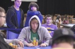 Event #4 Champion, Caufman Talley, receives a sweat from two WSOP Circuit champions, Blake Barousse (left) and Travis Johnston (right).