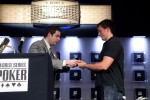 WSOP Tournament Director Jack Effel congratulates Carter Phillips on his win and presents him with his bracelet