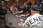 Mark Smith (foreground) found himself four-handed with the chip lead. He went on to finish in third place.