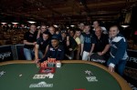 WSOP 2010 Event 5 Winner Praz Bansi celebrates with friends.