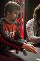 Jason Mercier, sporting the Miami Heat shirt, is representing Florida and the young guns in the PLO tourney.