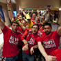 Supporters of Robert Salaburu enter the Penn & Teller Theater