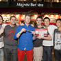 Andrew Hinrichsen with his friends outside the Majestic Hotel