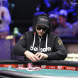 Felix Stephensen stacks chips after winning a big pot against Jorryt van Hoof