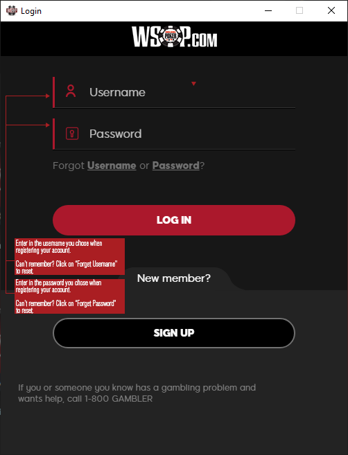 WSOP Client Login