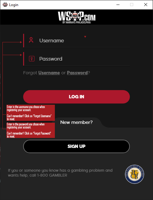 WSOP Client Login