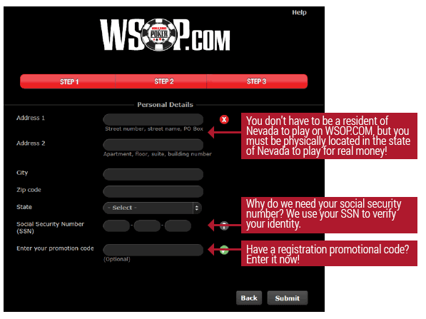 WSOP Registration Step 3